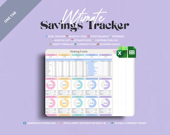 Savings & Sinking Funds Tracker • Google Sheets, Excel Template • Multi‑Colour ADHD‑Friendly