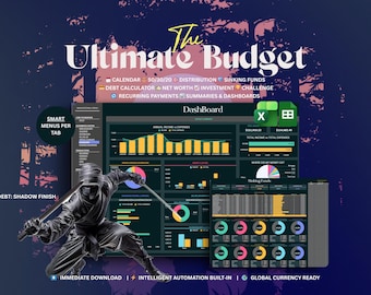 Ultimate Annual Budget Spreadsheet | Google Sheets, Excel Financial Planner (Digital Download)