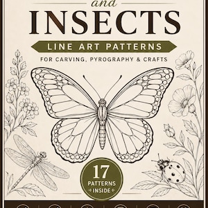 Vintage Butterflies & Insects Pattern Pack | 17 Printable Templates for Wood Carving Instant PDF Download