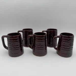 5 Marcrest Daisy and Dot Brown Mug Stein 5.25&quot; VTG Stoneware USA