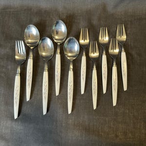 Lot of 10 Kaysons Golden Rhapsody Stainless Flatware Fork Spoon