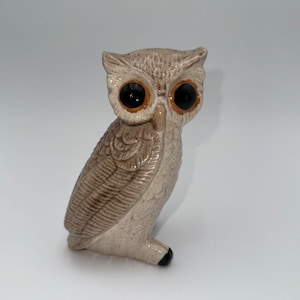 VTG Ceramic Big Eye Owl Figurine Kitschy MCM Style Signed MA