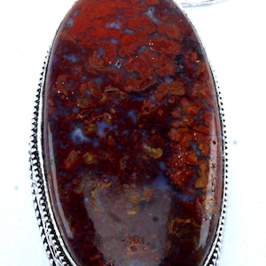 Handmade Crazy Lace Agate Necklace Sterling Silver Jewelry Natural Red Jasper Agate Pendant Boho Statement Necklace Gift for Women