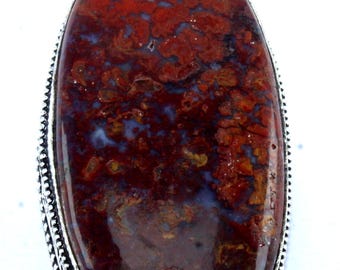 Colgante artesanal de plata de ley con ágata Crazy Lace, estilo boho.