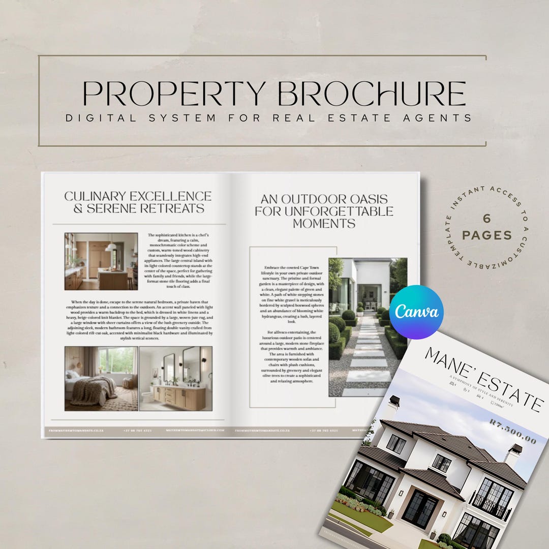 Luxury Real Estate Brochure Template | Canva Editable A4 Flyer - Etsy