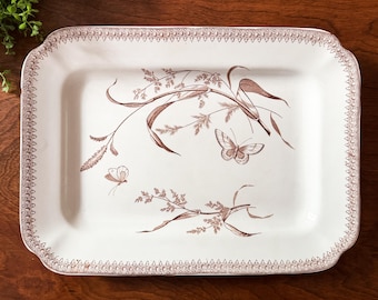 Antique T&R Boote Brown Transferware Ironstone Platter | Summertime Pattern | England 1800s