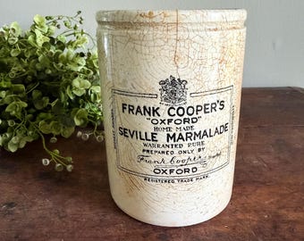 Antique Frank Cooper’s Oxford Marmalade Pot – 2 lb English Stoneware Jar | Vintage British Advertising Crock