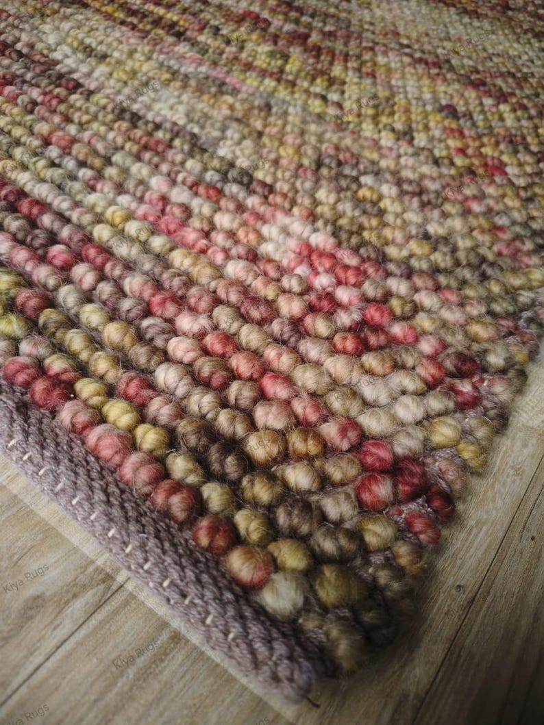 Nubby Rugs Handmade Earth Tone Wool Pebble Rug | Chunky Felt Ball Carpet - Etsy