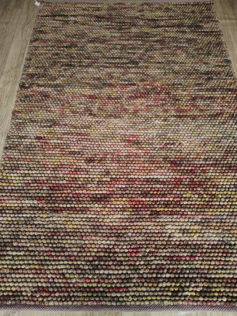 Nubby Rugs Handmade Earth Tone Wool Pebble Rug | Chunky Felt Ball Carpet - Etsy
