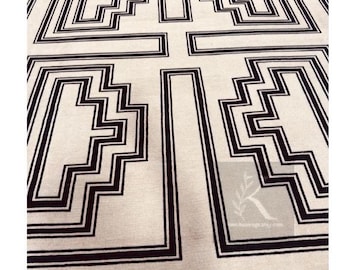 Modern Geometric Area Rug | Black & Ivory Minimalist Carpet | Handmade Flatweave Rug | Contemporary Home Decor
