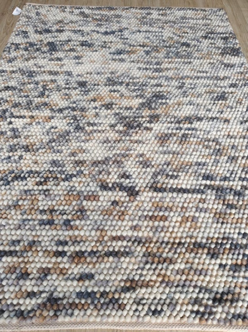 Bumpy Wool Rug Handmade Wool Pebble Rug | Chunky Knit, Neutral Area Carpet - Etsy