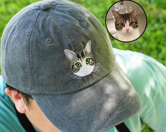 Aangepaste geborduurde pet, gepersonaliseerde pet hond portret, hond gezicht kat gezicht hoed, aangepaste hond hoed, aangepaste kat hoed, kerstcadeau voor eigenaren