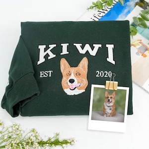 Custom Embroidered Pet Portrait Sweatshirt, Dog Hoodie For Women, Personalized Dog Face & Name Sweatshirt, Christmas Gift for Dog Lovers