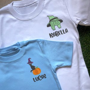 Halloween Embroidered Toddler Kids Shirt: Custom Kids Name, Cute Ghost Toddler Shirt, Personalized Spooky Season Gift