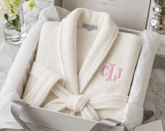 Personalized Monogram Robe - Port Authority Plush Bathrobe - Custom Initials Embroidered Spa Robe - Mothers Day Gift For Her