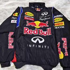 Adult F1 Vintage Racing Redbull Performance Racing Jacket Embroidered Cotton Padded Black Redbull Jacket