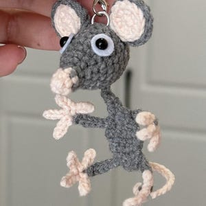 Crochet Rat Keychain | Handmade Little Mouse Plush | Amigurumi Rat Bag Charm | Cute Crochet Animal Gift | Mini Stuffed Rat Toy