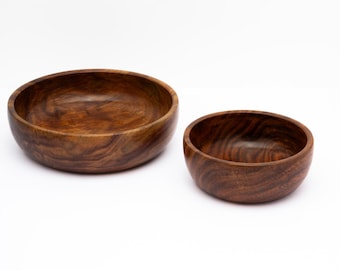 Handcrafted Rosewood Bowl Set: Rustic Sheesham Wood Serving Bowls