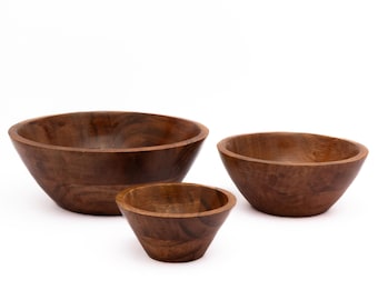 Woodero | Handcrafted Rustic Multipurpose Bowls (Set of 4) | Rosewood Serving Bowl Set