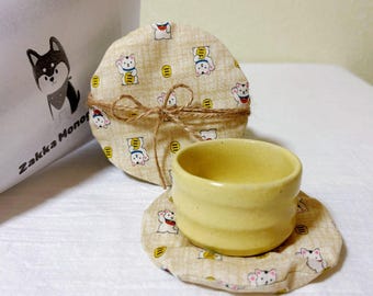 Japanese Handmade Coaster | Coffee Cup Coaster| Lucky Cat Coaster Gift Set | Tea Cup Mug Coaster
