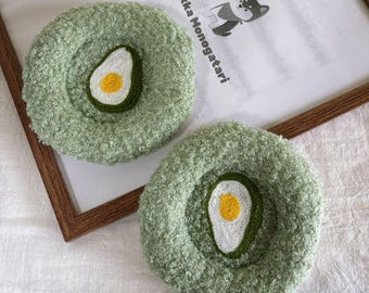 Set of 2 Japanese Handmade Coaster | Coffee Cup Coaster| Avocado Coaster Gift Set | Tea Cup Mug Coaster |Forest Fruit Story | Home Decor