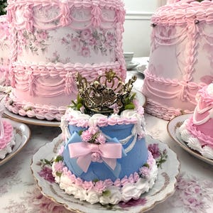 Beautiful Pink Princess Faux Cake Roses - Marie Antoinette Love Shack Fancy Shabby Chic Fake Cake