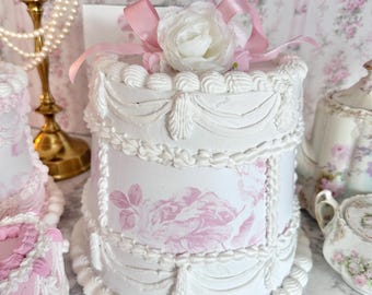 Beautiful Pink Princess Faux Cake Roses - Marie Antoinette Love Shack Fancy Shabby Chic Fake Cake
