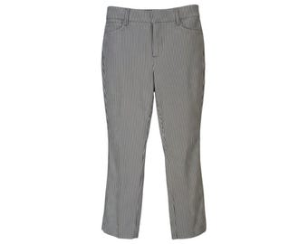 Pantalon capri à rayures noires et blanches Anne Klein, taille 6 femme