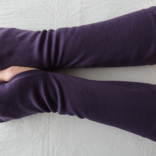 Womens Black Jersey Knit Fingerless Gloves Arm Warmers Etsy