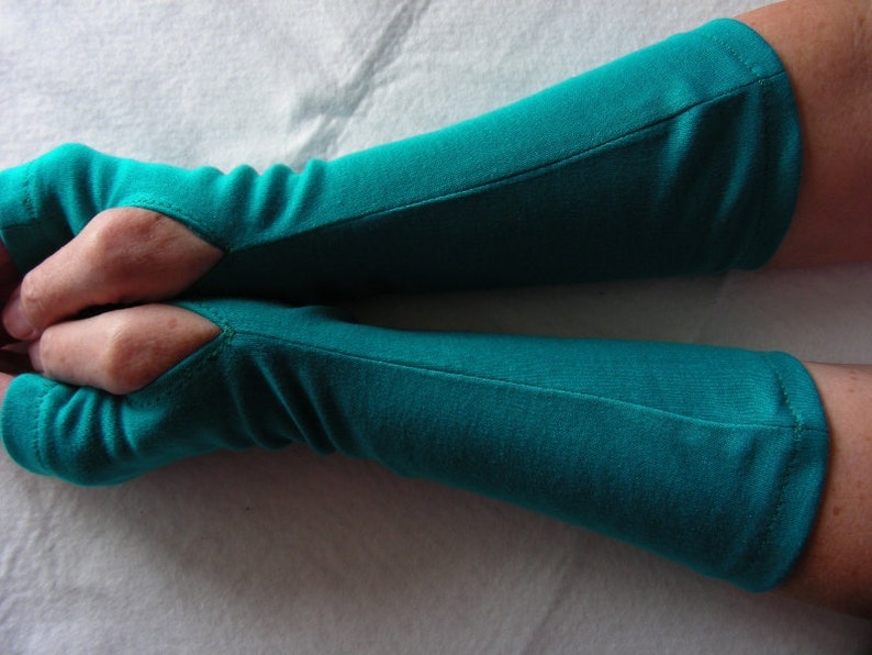 Teal Jersey Fingerless Gloves Jersey Arm Warmers Texting Etsy