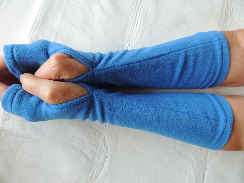 Royal Blue Fleece Fingerless Gloves Blue Fleece Arm Warmer | Etsy