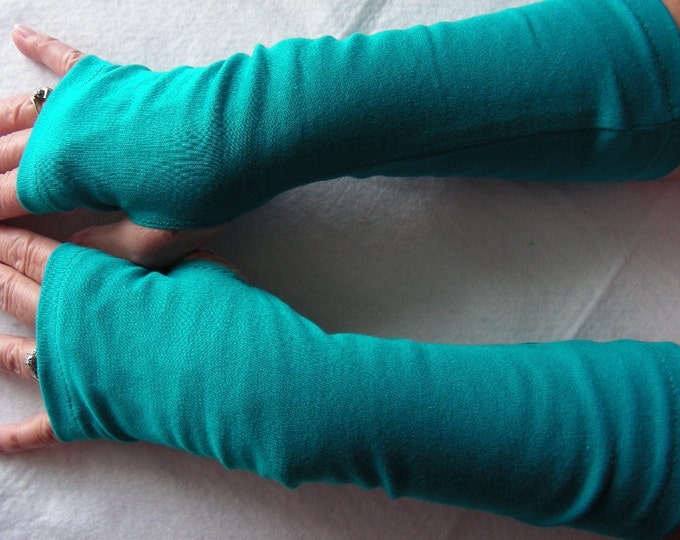 Teal Jersey Fingerless Gloves Jersey Arm Warmers Texting Etsy