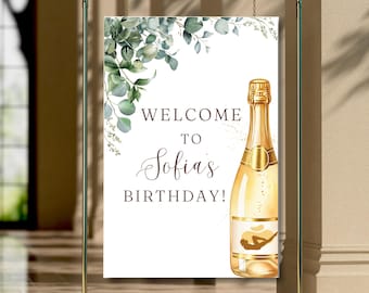 Birthday Welcome Sign | Editable Digital Download | Printable Party Sign | pilates and prosecco Brunch Decor