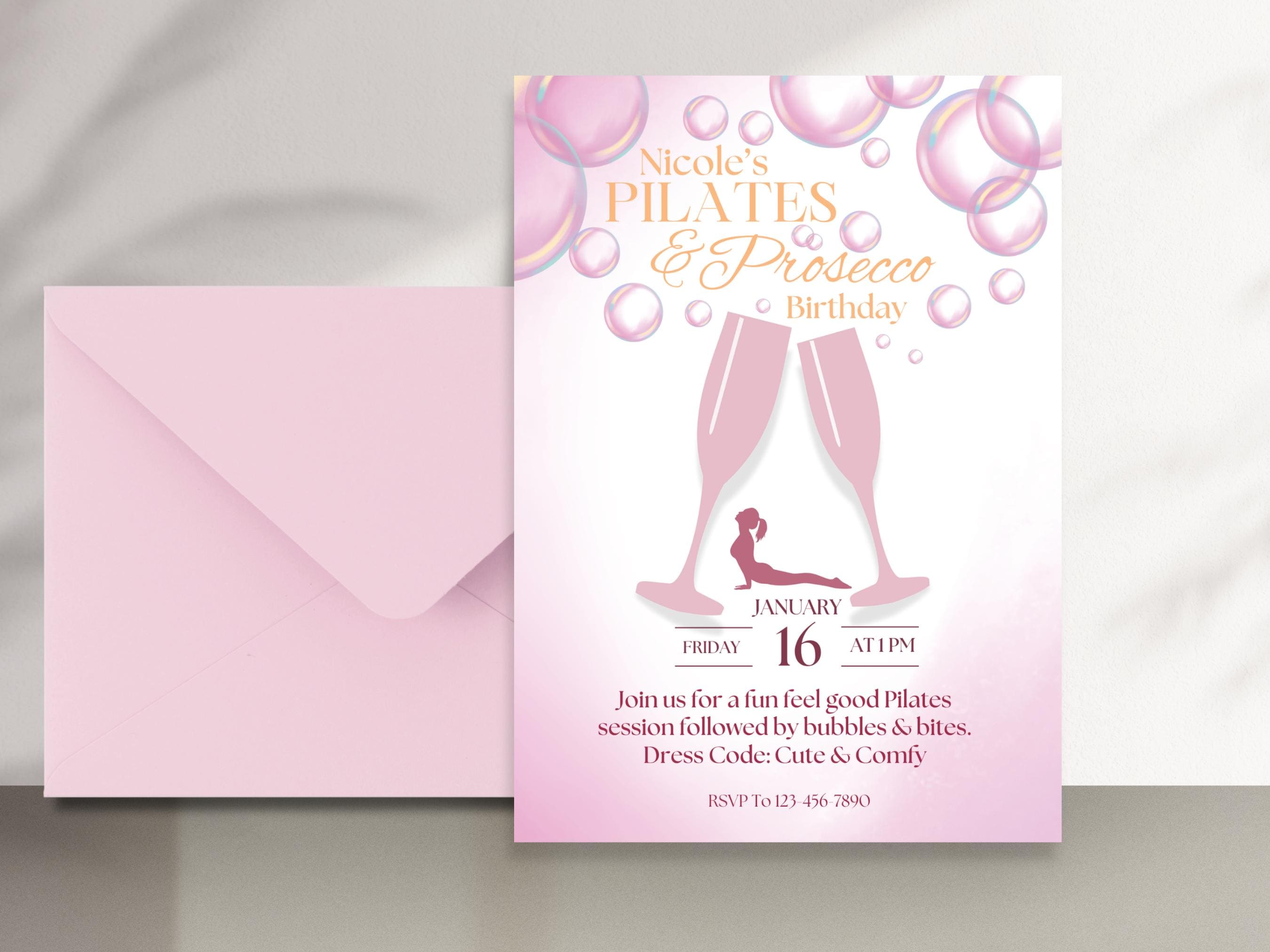 Pilates & Prosecco Birthday Invitation for Her Instant Download Editable  Template Canva (digital Download) - Etsy