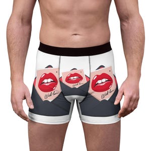 Men&#39;s Boxer Briefs - With Love, Heart Print Underwear, Romantic Valentine&#39;s Day Gift, Cute Anniversary Present, Comfy Sleepwear, Boyfriend