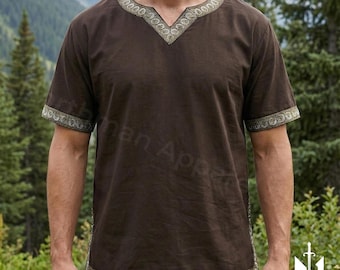 Túnica Viking Medieval Masculina, Ideal para Cosplay em Feiras Renascentistas e Fantasias de LARP