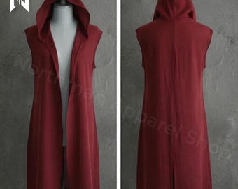 Sobretudo Medieval com Capuz, Túnica de Cavaleiro com Frente Aberta, Colete com Capuz Renascentista, Traje de Ranger Fantástico, Roupa de Cosplay Masculina para Feira Medieval e LARP