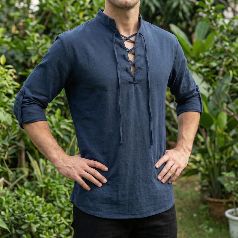 Túnica Viking Masculina, Camisa de Traje Medieval Renascentista, Camisas Mais Vendidas imagem 9