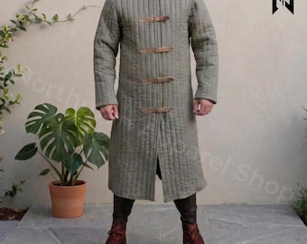 Men's Padded Gambeson Jacket, Medieval Renaissance Knight Tunic, Viking Larp Cosplay Outfit