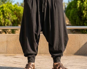 Men's Loose Fit Harem Pants, Viking Renaissance Larp Costume Trousers