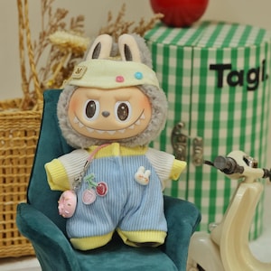 Handmade Labubu overalls outfit for 17cm doll,  Cute Doll clothes, Labubu Macaron, Doll outfit for collectors, Doll wear, Gift for Kids