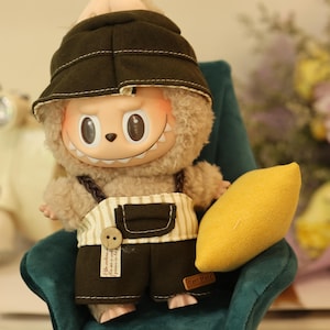 Handmade Vintage Outfit for 17cm Pop Mart Labubu Doll, CUTE Labubu Doll Wear, Doll Clothes for Macaron & Have a Seat Collectors