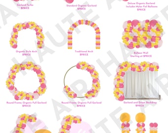 Plantilla de Canva para menú de precios de globos de limonada rosa (descarga digital)