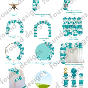 Turquoise and Aqua Balloon Pricing Menu Canva template download - frame for logo