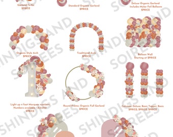 Boho Balloon Pricing Menu Canva Template Download with Marquee Numbers