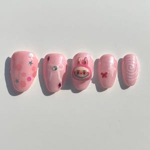 Labubu Glitter Drücken Sie auf die Nägel