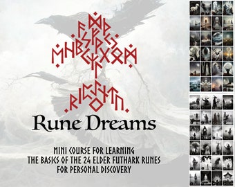 Significados de las runas para las cartas de Rune Dreams: minicurso digital para aprender Futhark antiguo para la adivinación y el descubrimiento personal.