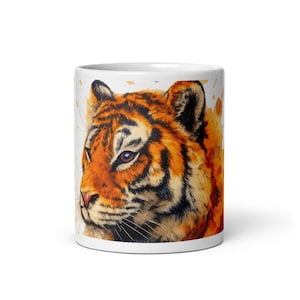 Watercolor Tiger Mug – Wild Animal Art Coffee Cup – Bengal Tiger Lover Gift – Jungle Wildlife Ceramic Mug – Nature-Inspired Art Print