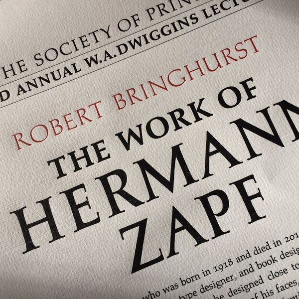 Hand-Set Letterpress Broadside – Robert Bringhurst – The Work of Hermann Zapf