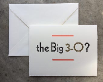 Hand-Set Letterpress Birthday Card - Milestone Years 30 to 90
